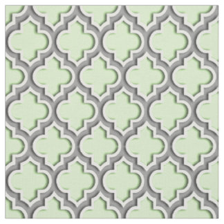 Celery Green, Dark Grau, marokkanischer Quatrefoli Stoff