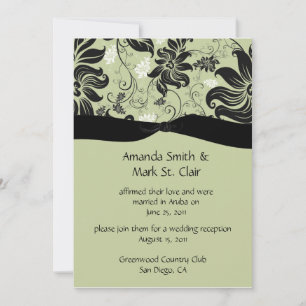 Celery Green und Black Floral Wirbel Post Wedding Einladung