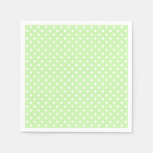 Celery Green und White Polka Dot Pattern Serviette (Vorderseite)