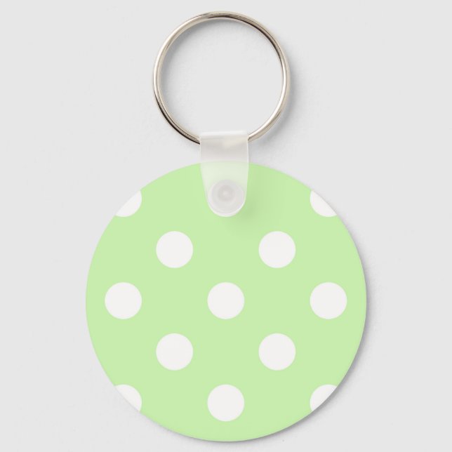 Celery Green White Large Polka Dot Pattern Schlüsselanhänger (Vorderseite)