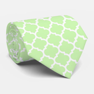 Celery Green White marokkanische Quatrefolienmuste Krawatte