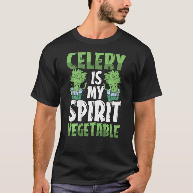 Celery Is My Spirit Vegetable Backprint Vegetable T-Shirt (Vorderseite)