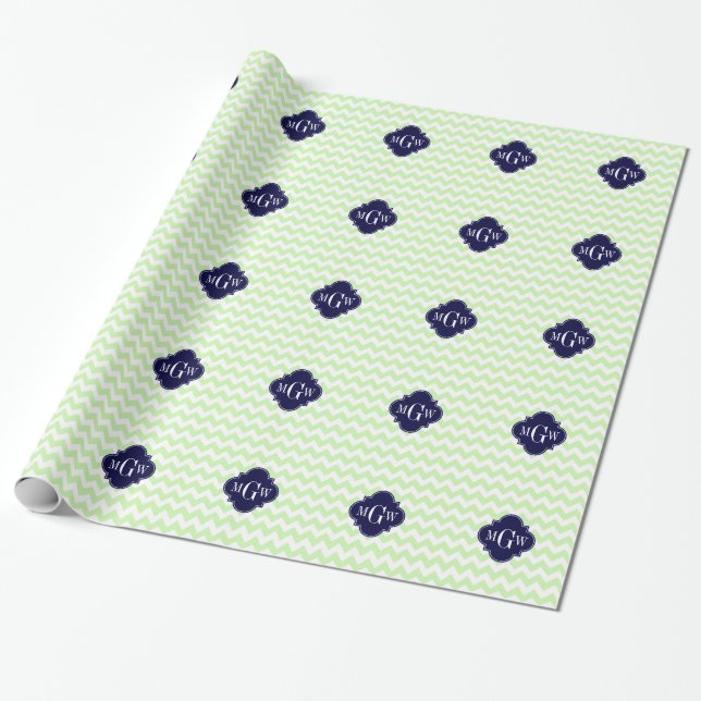 Celery Whart Zickzack Navy Blue Quatrefolie 3 Mono Geschenkpapier (Ungerollt)