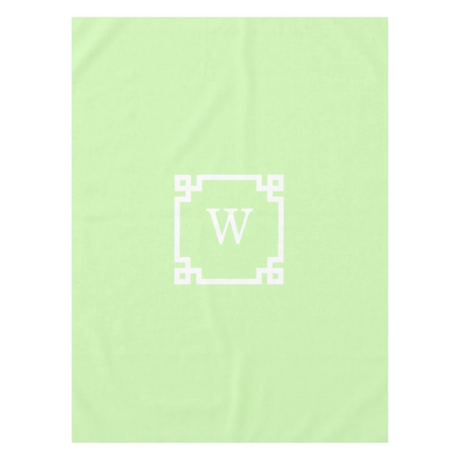 Celery White Greek Key Frame #2 Initial Monogram Tischdecke (Vorderseite)