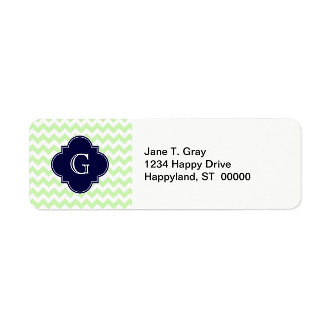 Celery White Zickzack Navy Blue Quatrefolie Monogr (Vorne)