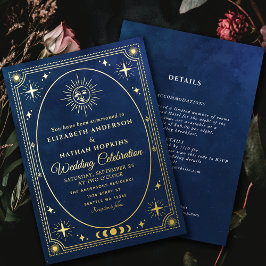 Céleste Carte Tarot Bleu Mariage Foil Invitation