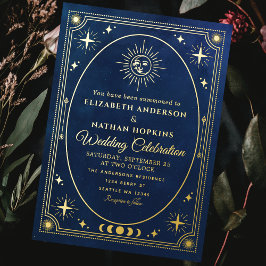 Céleste Carte Tarot Bleu Mariage Foil Invitation