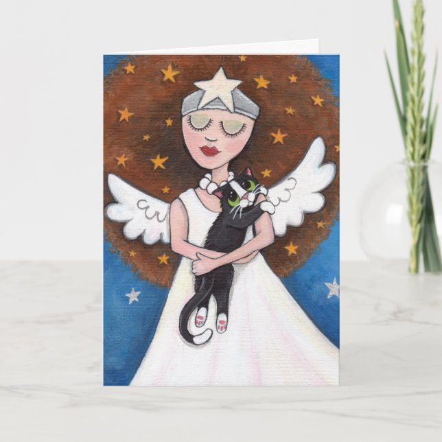 Celeste et son chat - carte de voeux (Devant)