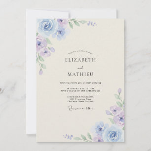 Celeste Lila-Blüten-Hochzeit Einladung