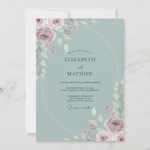 Celeste Mauve Pfingstrosen-Hochzeit Einladung