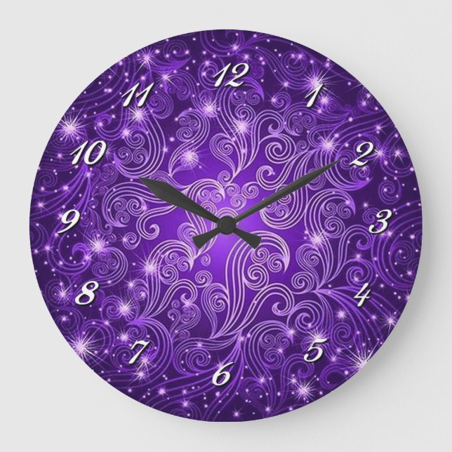 Céleste Violet Étoiles Étoiles Et Étoiles Horloge  (Recto)