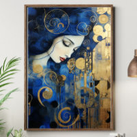 Celestia in Gold – Blau und Gold Art Deco Frau