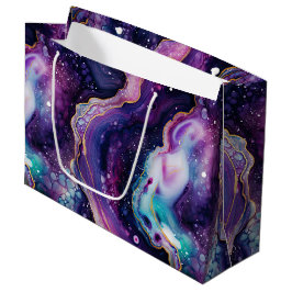Celestial Agate Abstract Purple Blue Gold Swirls Große Geschenktüte