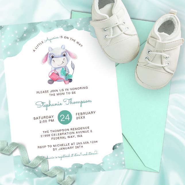 Celestial Aquarius Astrology Baby Dusche Einladung (Celestial Aquarius Astrology Sign Baby Shower Invitation)