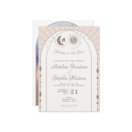 Celestial Arch Moon & Sun Monogram Wappen QR Code Einladung