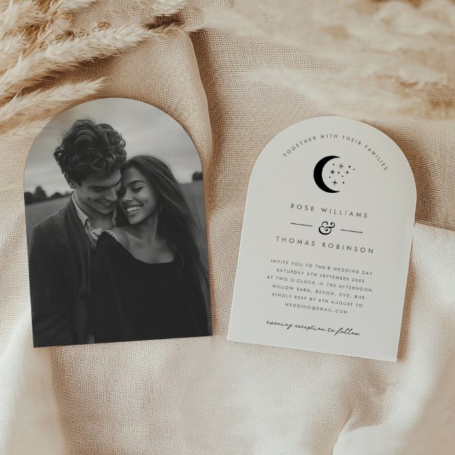 Celestial Arch Shape Wedding Einladungs-Foto Einladung (Zazzle Celestial Arch Shape Wedding Invitation Photo)
