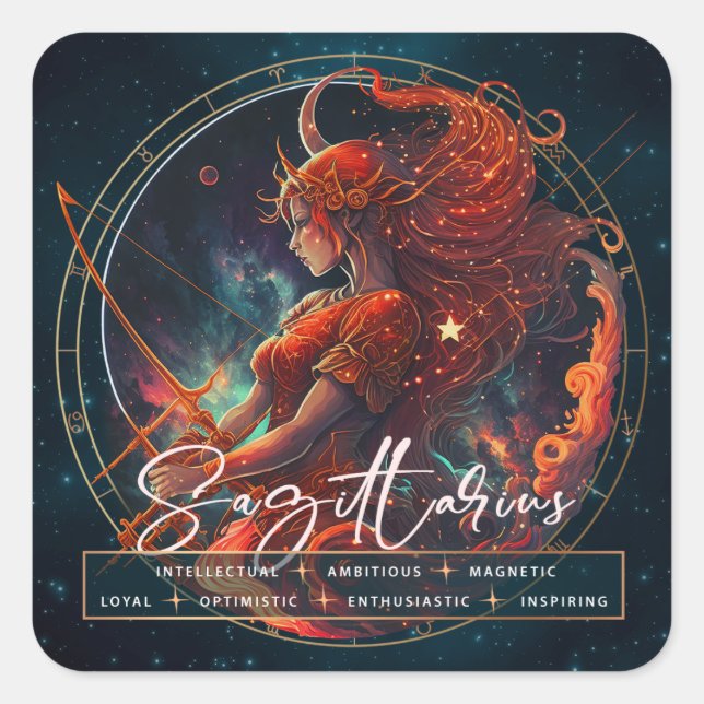 Celestial Archer Sagittarius Constellation Zodiac Quadratischer Aufkleber (Vorderseite)