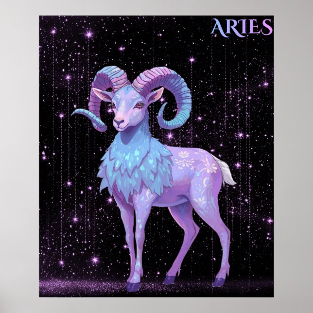 Celestial Aries – Astrology Art Poster (Vorne)