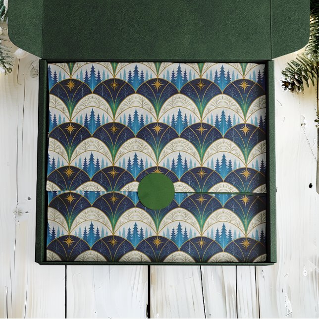 Celestial Art Deco Forest Holiday Seidenpapier (Von Creator hochgeladen)