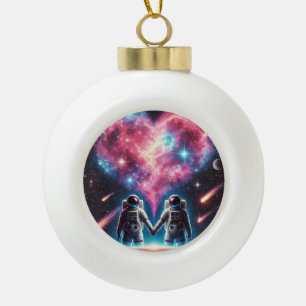Celestial Astronaut - Schneeflocke Gerahmte Orname Keramik Kugel-Ornament