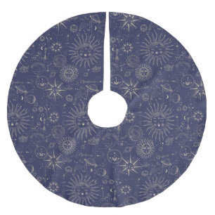 Celestial Astronomy Pattern Navy Polyester Weihnachtsbaumdecke