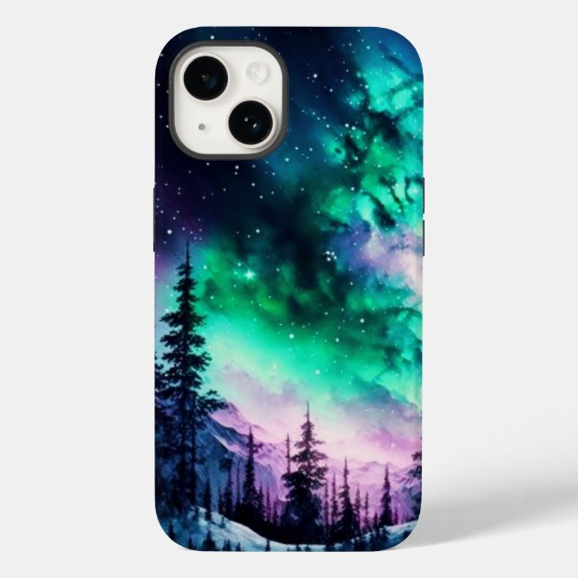 Celestial Aurora Borealis Northern Lights Vivid Case-Mate iPhone 14 Hülle (Rückseite)