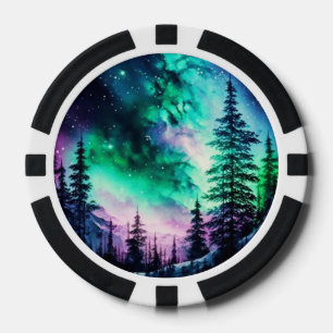 Celestial Aurora Borealis Northern Lights Vivid Pokerchips