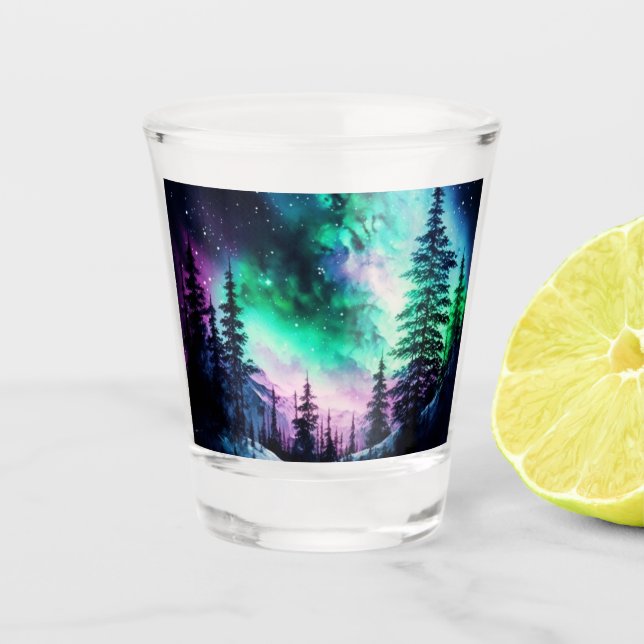 Celestial Aurora Borealis Northern Lights Vivid Schnapsglas (Vorderseite)