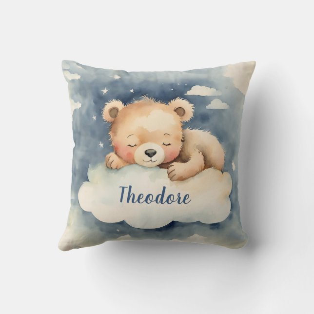 Celestial Baby Bear Boys Personalisiertes Kinderzi Kissen (Rückseite)