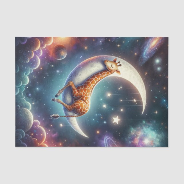 Celestial Baby Giraffe Schlafen auf dem Mond & den Seidenpapier (Vorderseite)