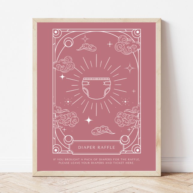 Celestial Baby Shower Rose Diaper Raffle Sign Poster (Von Creator hochgeladen)