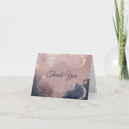 Celestial Baby Shower Thank You Card | Gold Moon Dankeskarte