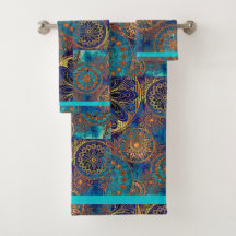 Celestial Bath Handtuch Set Handtuch Blue Aqua Gol