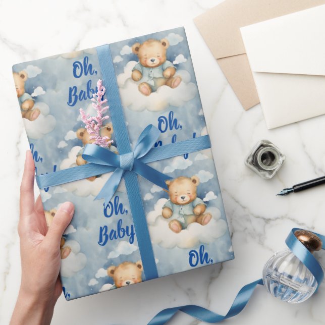 Celestial Bear Oh Baby Boy Baby Dusche Geschenkpapier (Schenken)