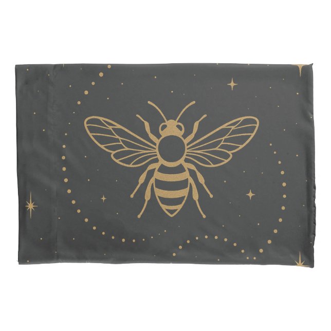Celestial Bee Trail – Gold Cosmic Bee Kissenbezug (Vorderseite)