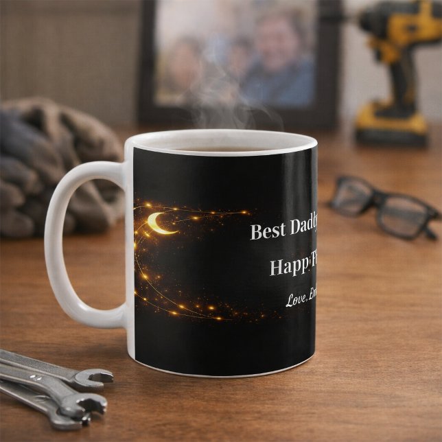 Celestial Best Dad Mug Black Gold Keepsake Gift Kaffeetasse (Von Creator hochgeladen)