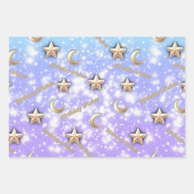 Celestial Birthday Geschenkwrap | Starry Night Pap Geschenkpapier Set (Vorderseite)