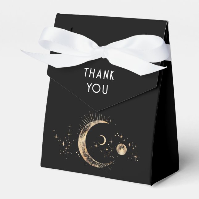Celestial Black and Gold Wedding Vielen Dank Geschenkschachtel (Vorderseite)
