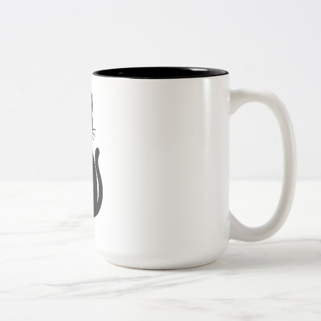 Celestial Black Cat with Crescent Moon | Mystical  Zweifarbige Tasse (Rechts)