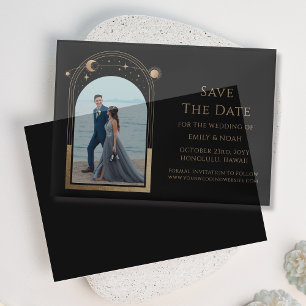 Celestial Black Gold Foto Wedding Save the Date
