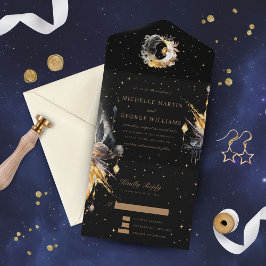 Celestial Black Gold Hochzeit alles in einer Einla All In One Einladung