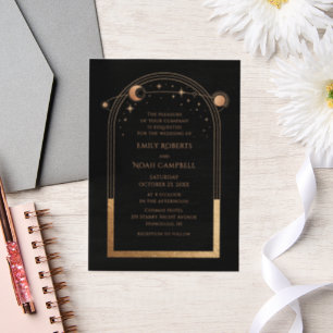 Celestial Black Gold Sun Moon Astronomie Hochzeit