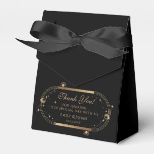 Celestial Black Gold Sun Moon Stars Hochzeit Geschenkschachtel
