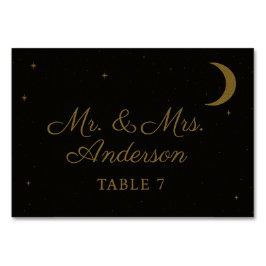 Celestial Black & Gold Wedding Escort Card Tischnummer