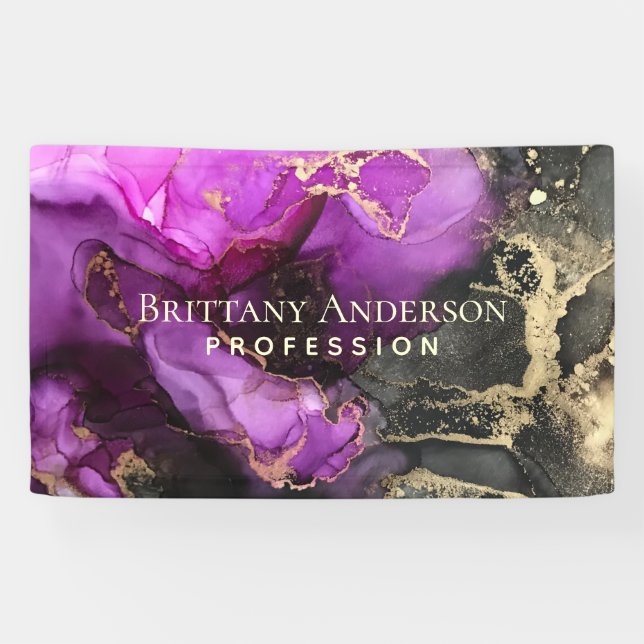 Celestial Black Lila Gold Abstrakt Business Banner (Horizontal)