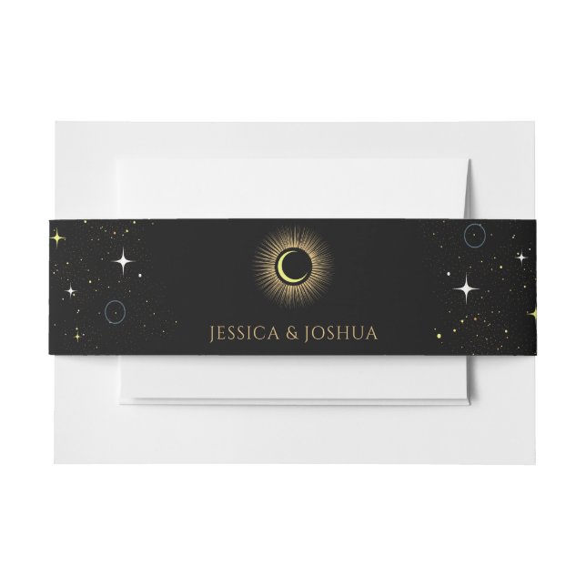 Celestial Black Mystical Sun Moon Star Einladungsbanderole (Vorderseite Beispiel)