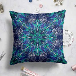 Celestial Bloom Pillow in Midnight Blue Kissen