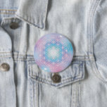 Celestial Bloom – Sacred Geometry Button<br><div class="desc">Celestial Bloom – Sacred Geometry Button A soft pastel interpretation of the Flower of Life set against a celestial background. This delicate geometric design blends turquoise, violet and rose tones to create a calm and harmonious aesthetic. Perfect for jackets, bags or accessories, adding a subtle touch of sacred geometry and...</div>