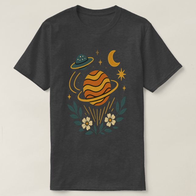 Celestial Bloom - Vintager Kosmos T-Shirt (Design vorne)