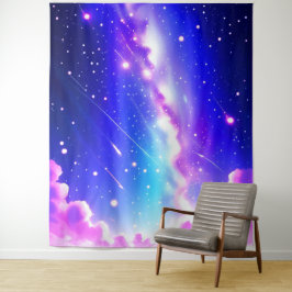 Celestial Blue and Pink Galaxy Wall Art Wandteppich